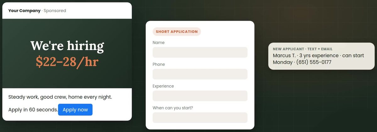 A hiring ad and applicant texted to the owner