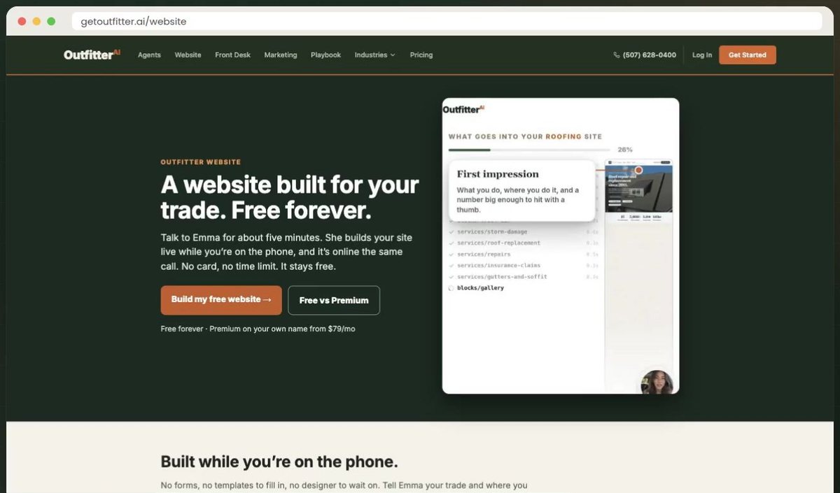 A contractor website Emma built